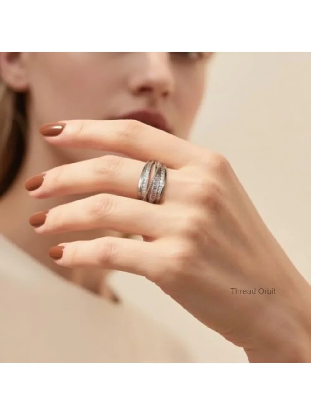 Gold-Plated Open Ring with Multi-Layered Baguette & Round Cubic Zirconia